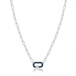 Ania Haie Navy Blue Enamel Carabiner Necklace