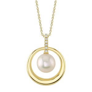 Pearl/Diamond Circle Necklace