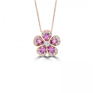 VIVAAN 'Chamomile' Pink Sapphire & Diamond Pendant