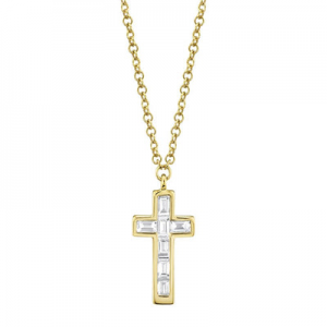 Diamond Baguette Cross Necklace