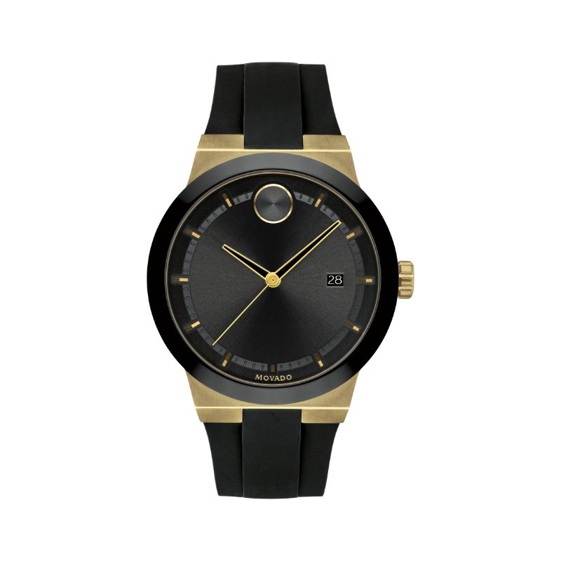 Movado Bold Quartz Black Dial Black Silicone Men's Watch