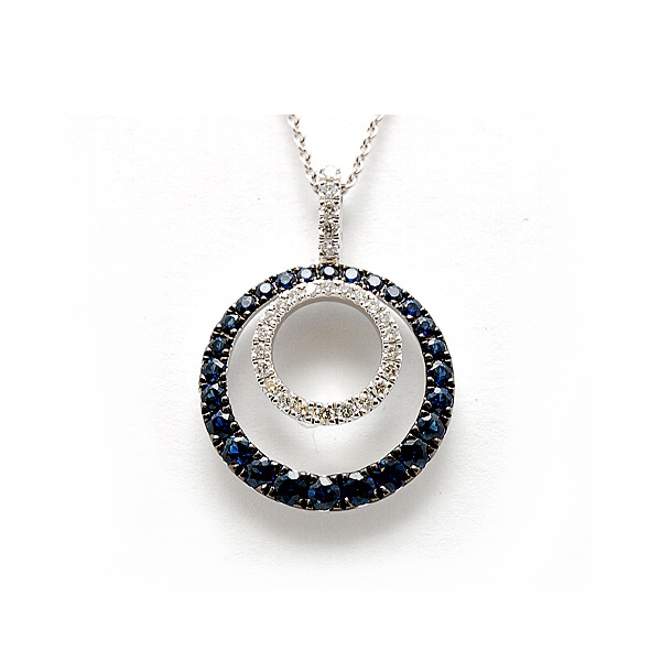 Sapphire & Diamond Circle Pendant