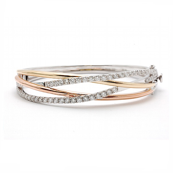 Tri Color Diamond Bangle Bracelet