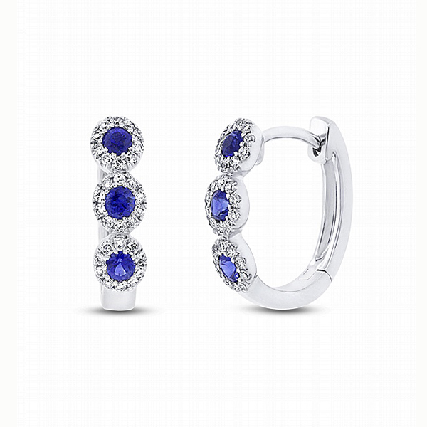 Sapphire & Diamond Huggie Earrings