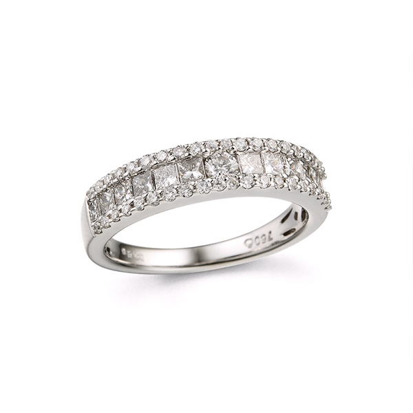3 Row Diamond Wedding Band