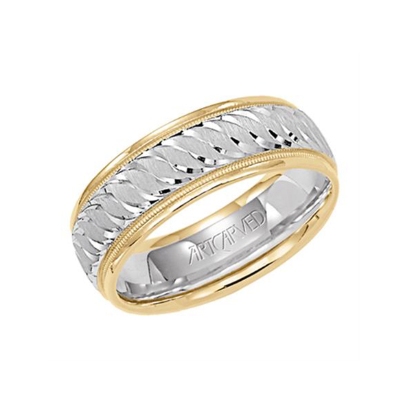 Men's Gold Engraved Wedding Band