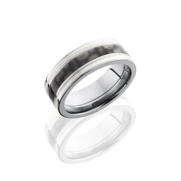 Men's Titanium Wedding Band with Carbon Fiber Inlay