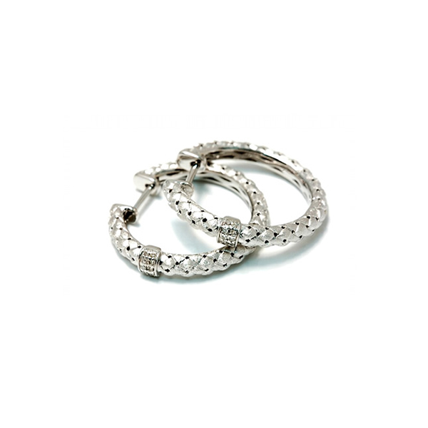 Sterling Silver Hoop Earring with Diamond Accents