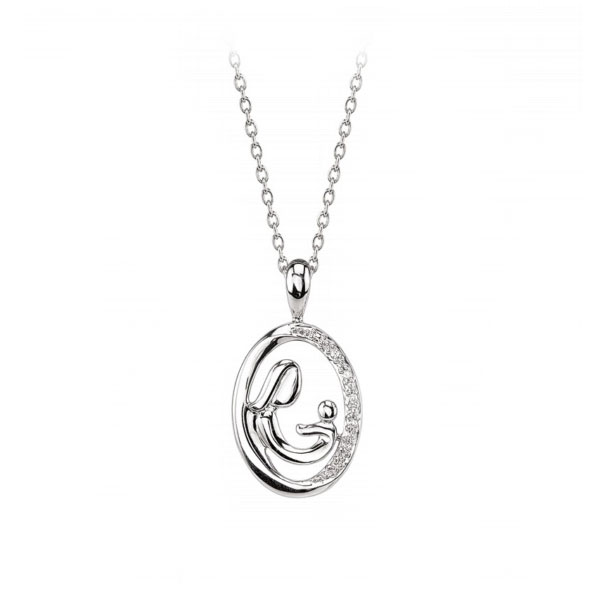 Sterling Silver Mother & Child Diamond Pendant