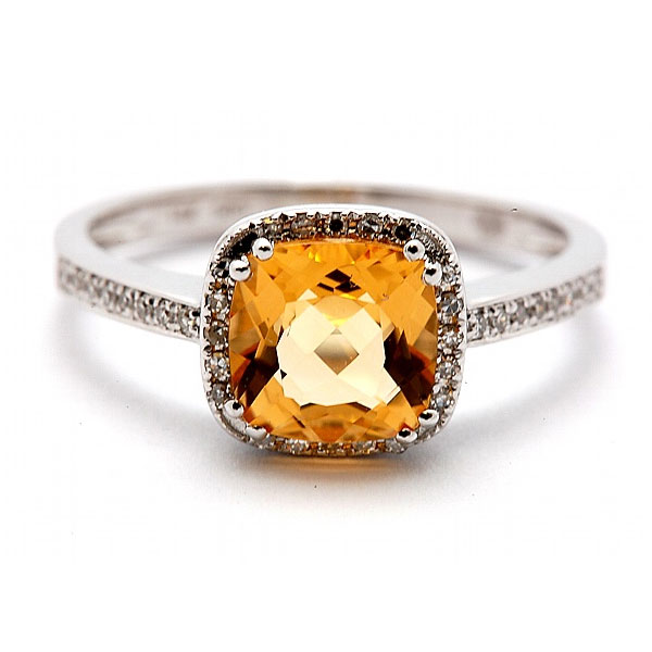 Ladies Citrine & Diamond Ring