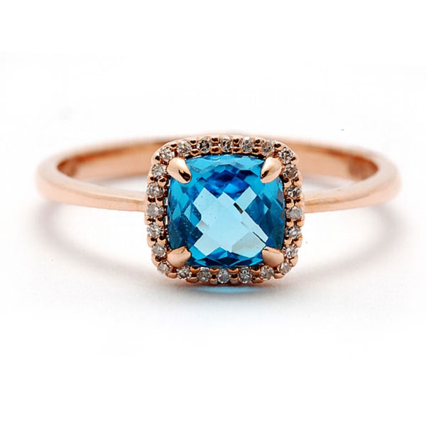 Blue Topaz & Diamond Ring