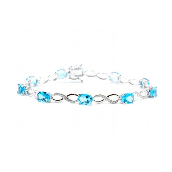 Swiss Topaz & Diamond Link Bracelet