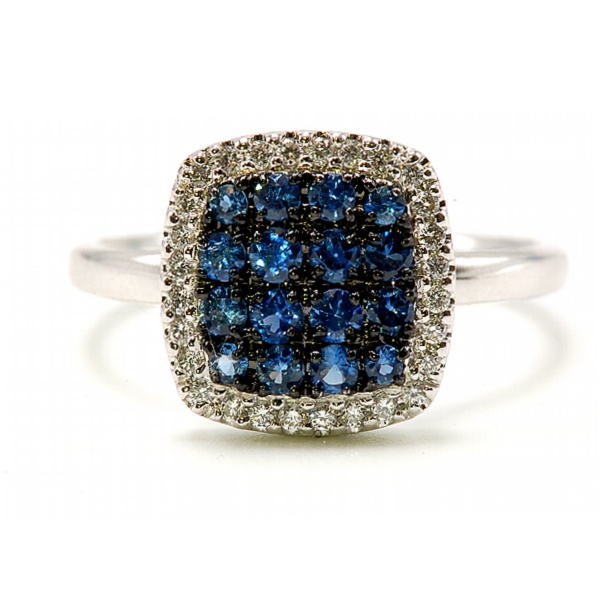 Sapphire & Diamond Halo Ring