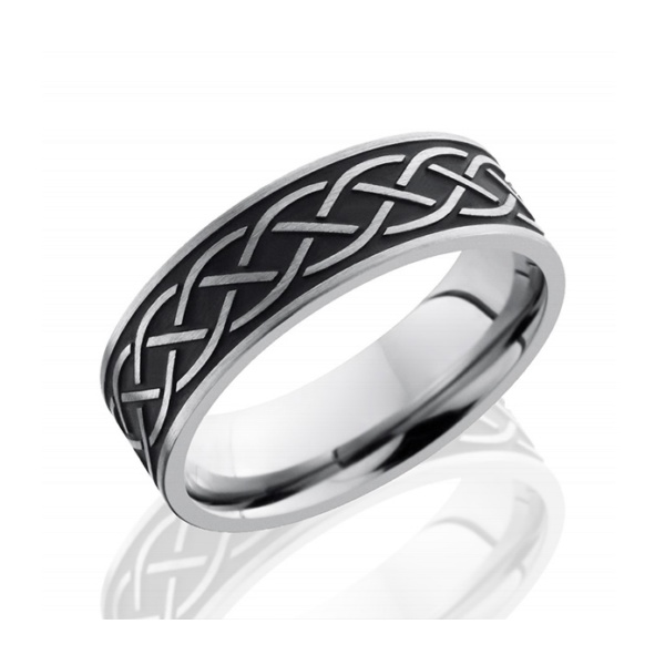 Men's Titanium Wedding Band with Celtic Design