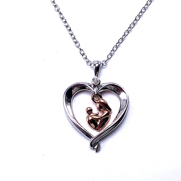Sterling Silver & Gold Mother & Child Pendant