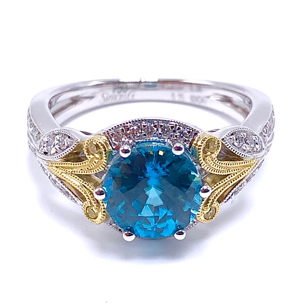 Simon G. Blue Zircon & Diamond Ring