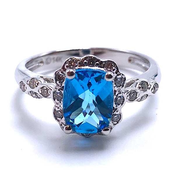 Ladies Swiss Topaz & Diamond Ring