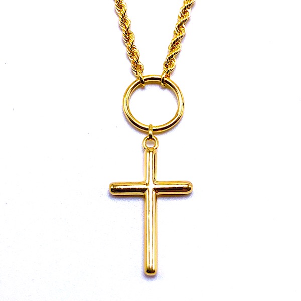 Gold Cut Out Cross Pendant