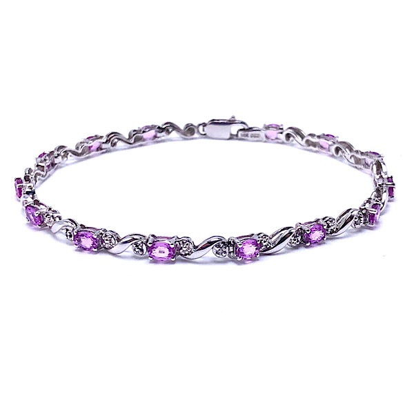 Oval Pink Sapphire & Diamond Bracelet
