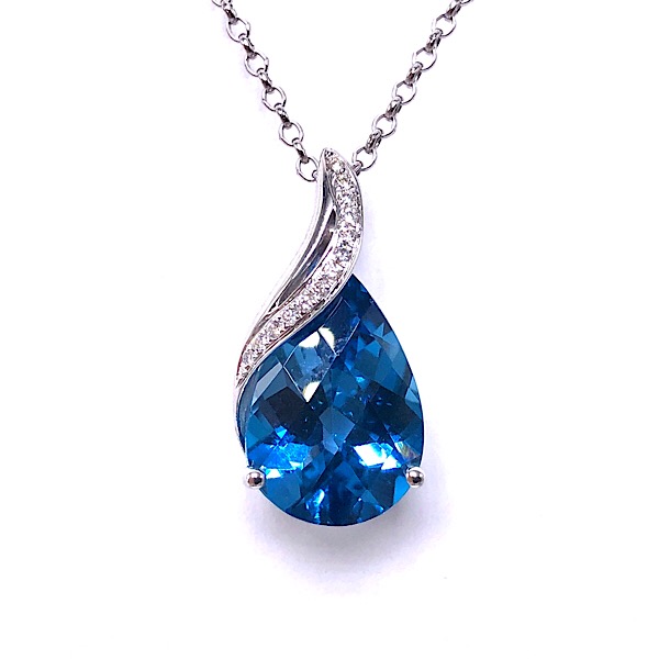 London Topaz & Diamond Pendant