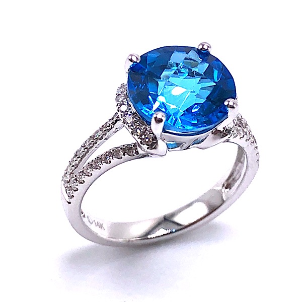 Ladies Swiss Topaz & Diamond Ring