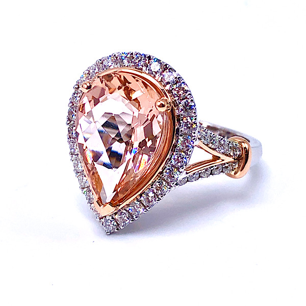 Ladies Morganite & Diamond Ring