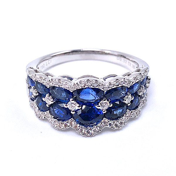 Ladies 2 Row Sapphire & Diamond Ring