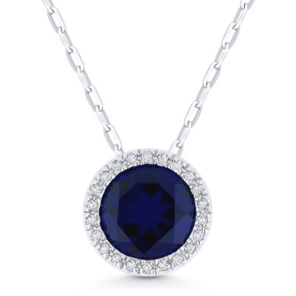 Blue Corundum & Diamond Pendant