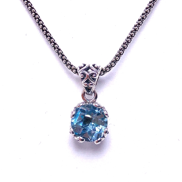 Sterling Silver Blue Topaz Pendant by Samuel B.