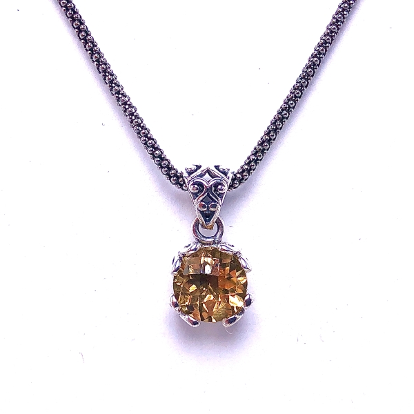 Sterling Silver Citrine Pendant by Samuel B.
