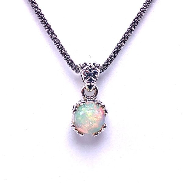 Sterling Silver Opal Pendant by Samuel B.