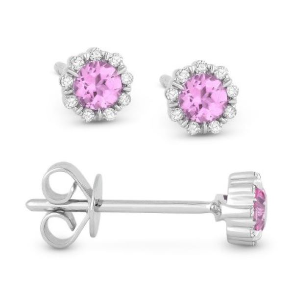 Pink Corundum & Diamond Earrings