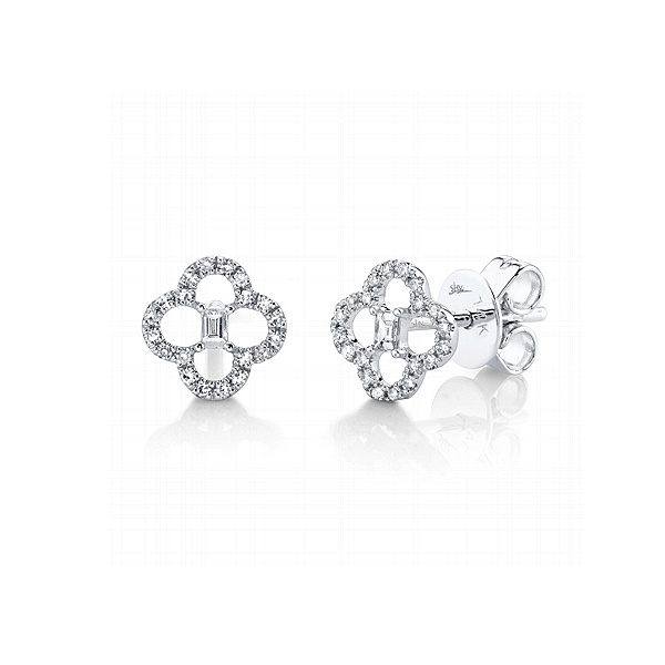 SHY Creation Clover Shaped Diamond Stud Earrings