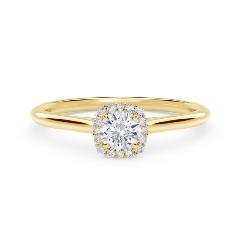 Round with Cushion Halo Engagement Ring