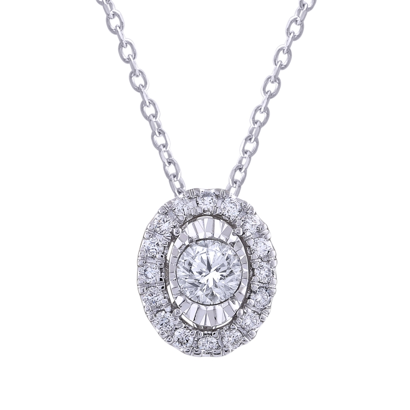 Diamond Pendant With Oval Halo