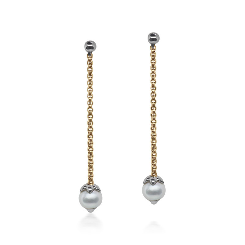 Alor Pearl Drop Earrings in 18K Yellow Gold