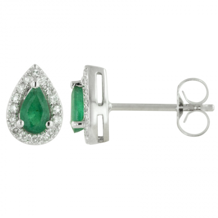 Pear Emerald & Diamond Earrings