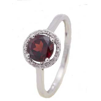 Round Garnet & Diamond Ring