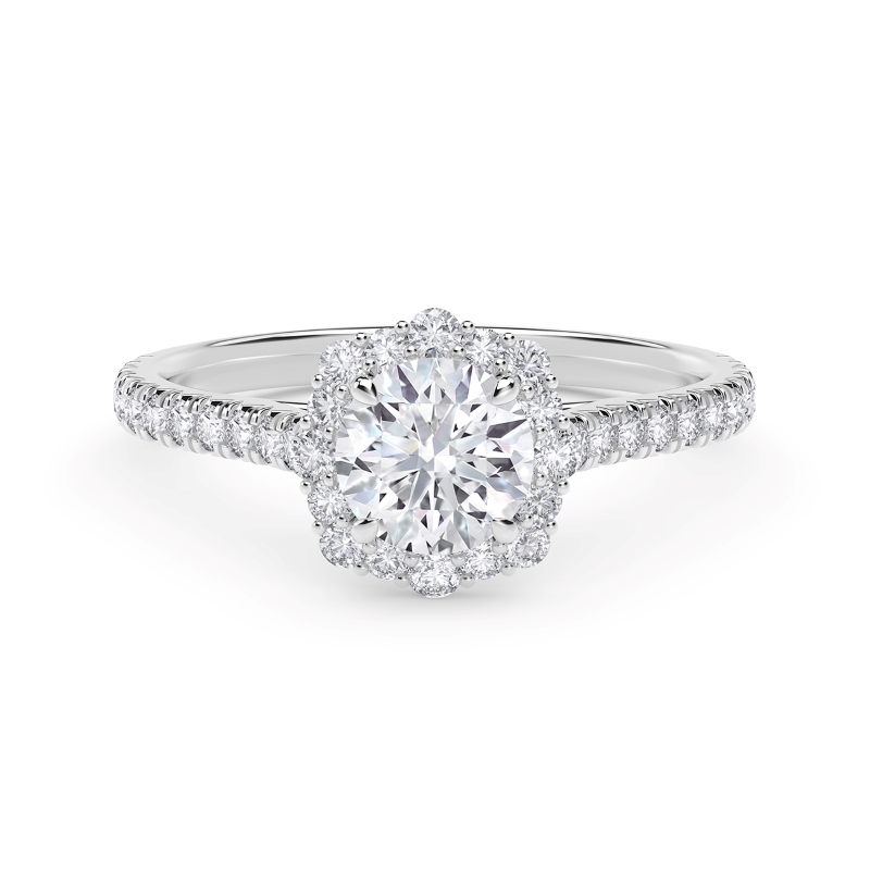 De Beers Forevermark Center of My Universe® Round Halo Engagement Ring with Diamond Band
