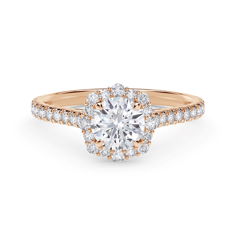 De Beers Forevermark Center of My Universe Round Halo Engagement Ring with Diamond Band