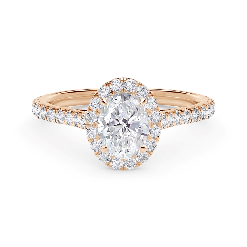 Oval Halo Engagement Ring with Diamond Band