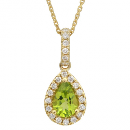 Pear Peridot & Diamond Pendant