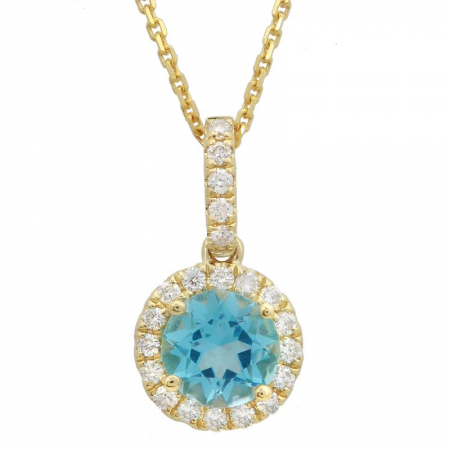 Blue Topaz & Diamond Pendant