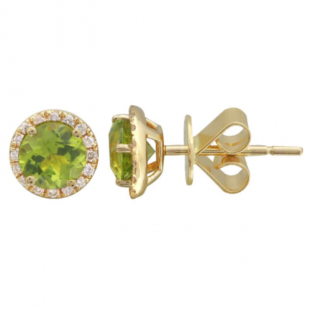 Round Peridot & Diamond Earrings