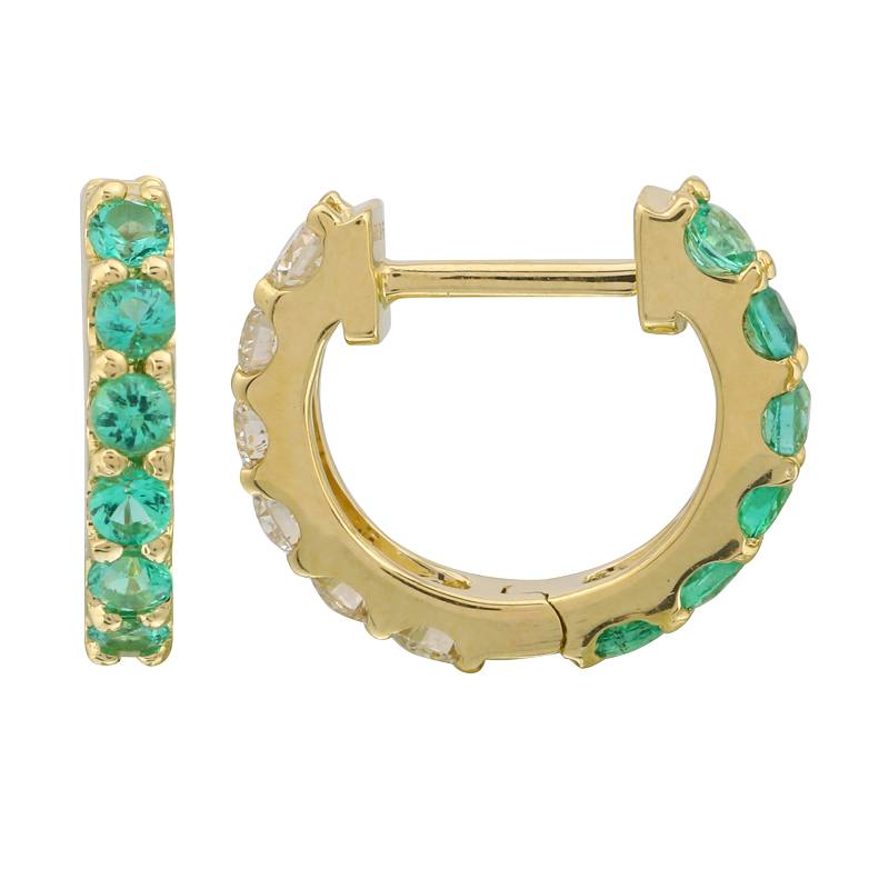 Emerald &  Diamond Huggie Earrings