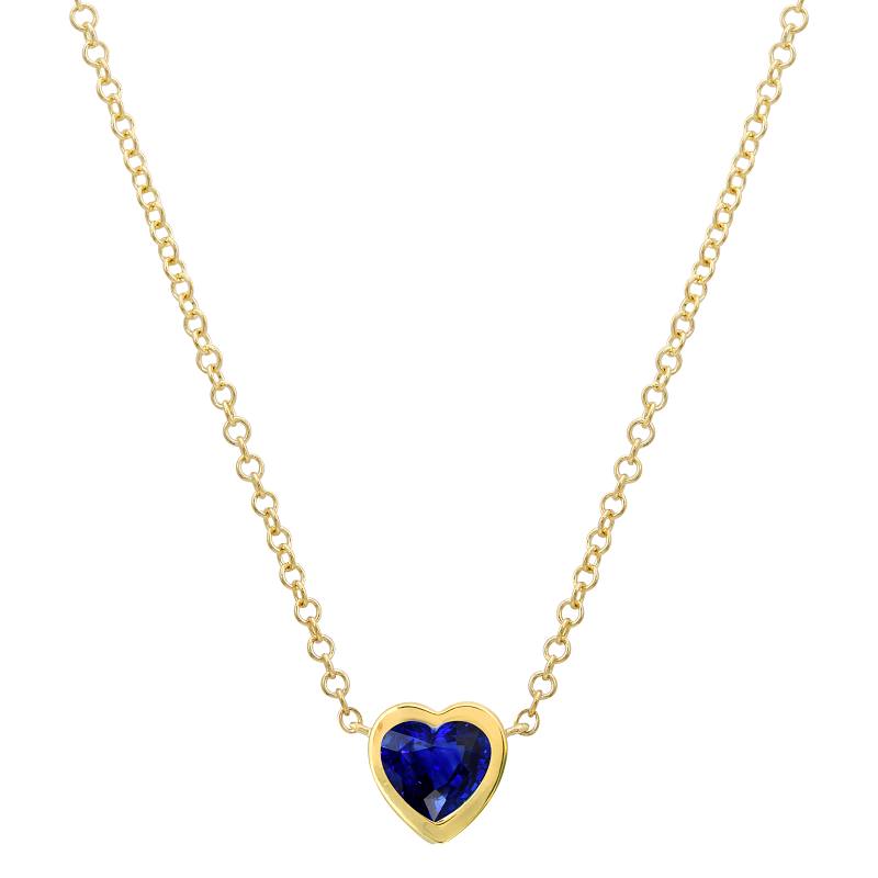 Bezel Set Heart Sapphire Necklace