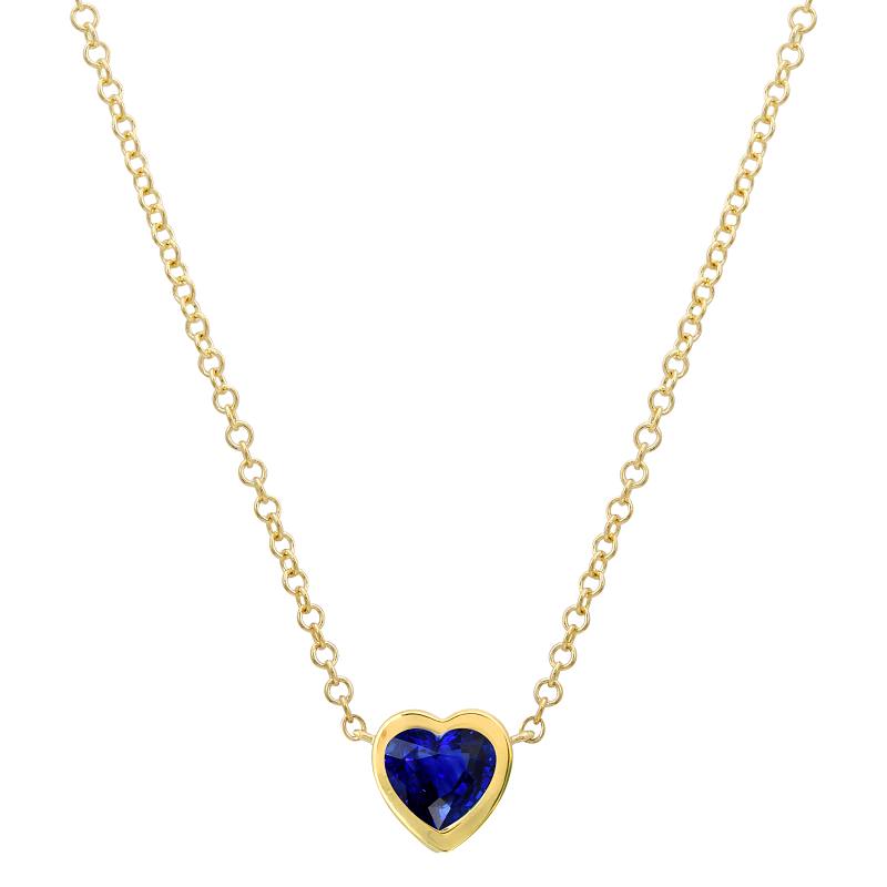 Bezel Set Heart Sapphire Necklace