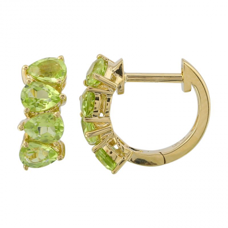 Pear Shape Peridot Huggie Earrings