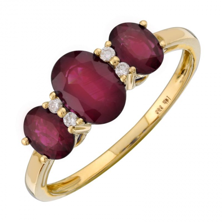 3 Oval Ruby & Diamond Ring