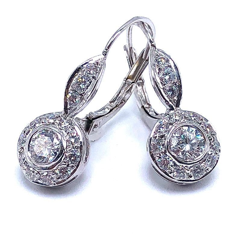 Diamond Halo Leverback Earrings